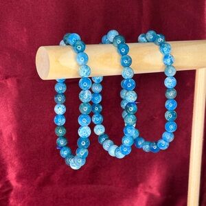 8mm Blue Apatite Beaded Bracelet